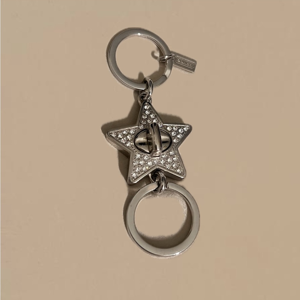 Coach Pave Crystal Open Star Swarovski Keychain Fob Bag Charm